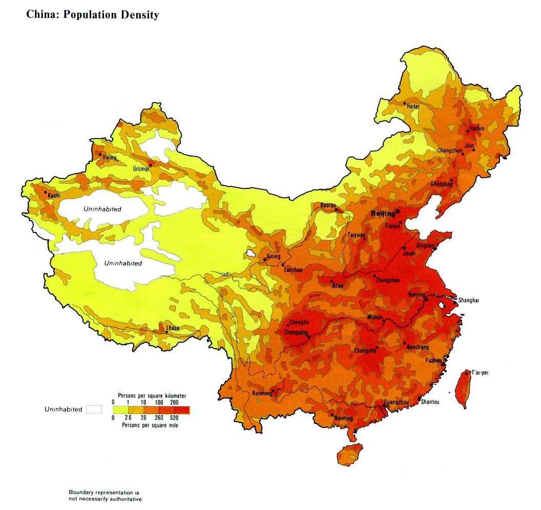 China Population Density Map